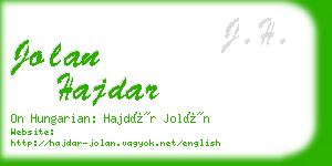 jolan hajdar business card